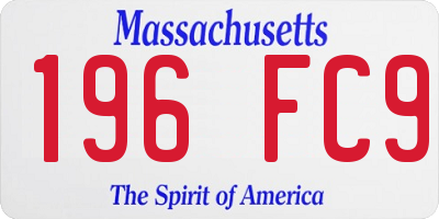 MA license plate 196FC9