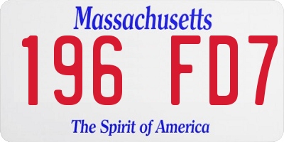 MA license plate 196FD7