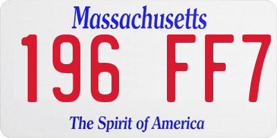 MA license plate 196FF7