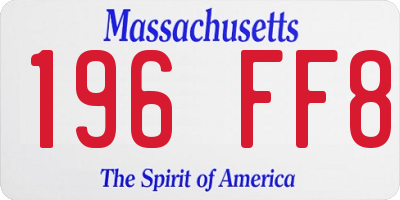 MA license plate 196FF8