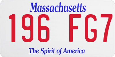 MA license plate 196FG7