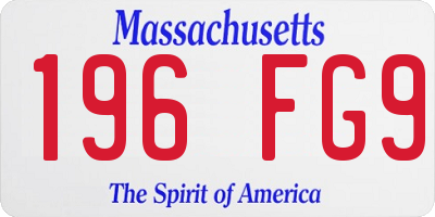 MA license plate 196FG9