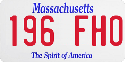 MA license plate 196FH0