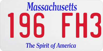 MA license plate 196FH3