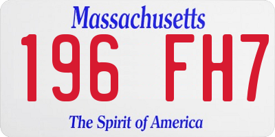 MA license plate 196FH7