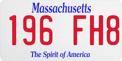 MA license plate 196FH8