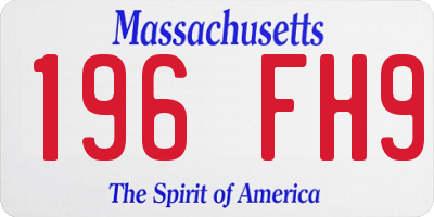 MA license plate 196FH9