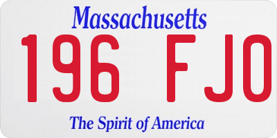 MA license plate 196FJ0