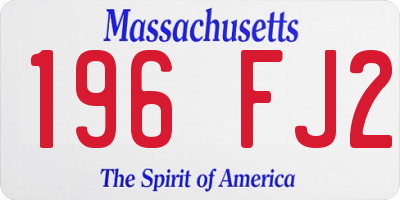 MA license plate 196FJ2