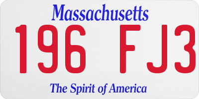 MA license plate 196FJ3