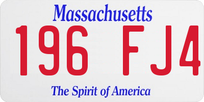 MA license plate 196FJ4