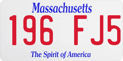 MA license plate 196FJ5