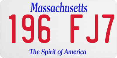 MA license plate 196FJ7