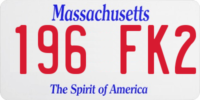 MA license plate 196FK2