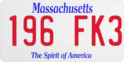 MA license plate 196FK3