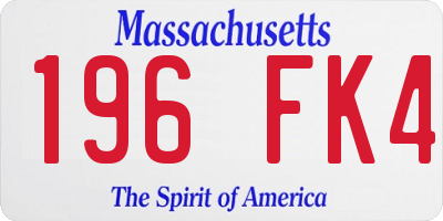MA license plate 196FK4