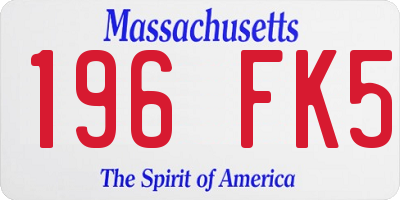 MA license plate 196FK5