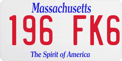 MA license plate 196FK6