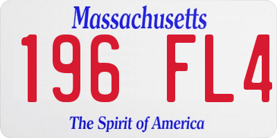 MA license plate 196FL4
