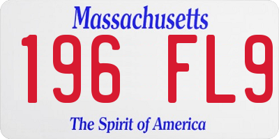 MA license plate 196FL9