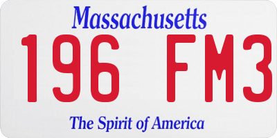 MA license plate 196FM3
