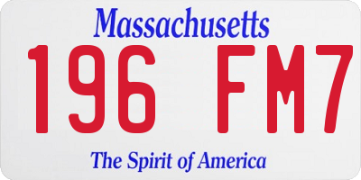 MA license plate 196FM7
