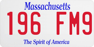 MA license plate 196FM9