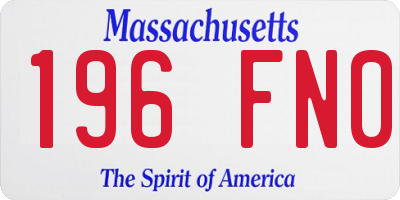 MA license plate 196FN0