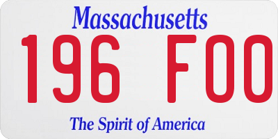 MA license plate 196FO0