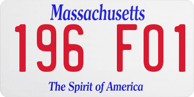 MA license plate 196FO1
