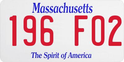 MA license plate 196FO2