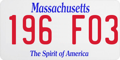 MA license plate 196FO3