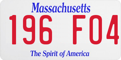 MA license plate 196FO4