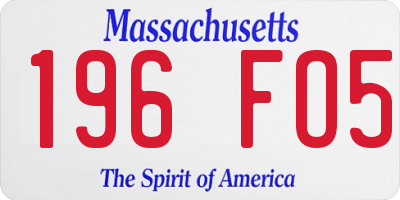 MA license plate 196FO5