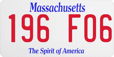 MA license plate 196FO6