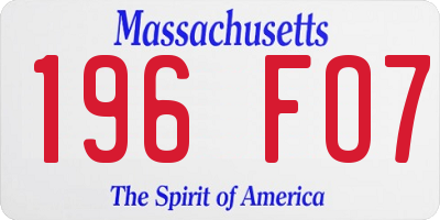 MA license plate 196FO7