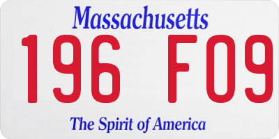 MA license plate 196FO9