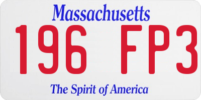 MA license plate 196FP3
