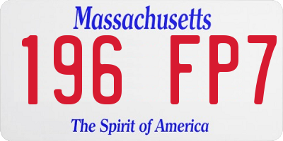 MA license plate 196FP7