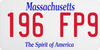 MA license plate 196FP9