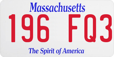 MA license plate 196FQ3