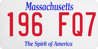 MA license plate 196FQ7