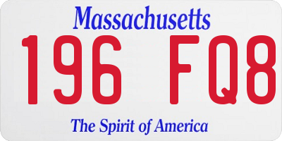 MA license plate 196FQ8