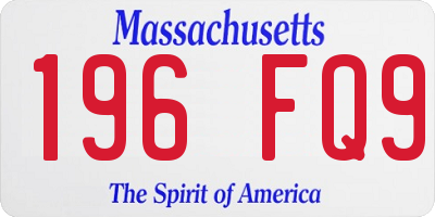 MA license plate 196FQ9