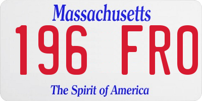 MA license plate 196FR0
