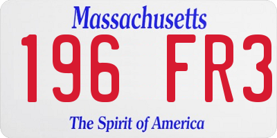 MA license plate 196FR3