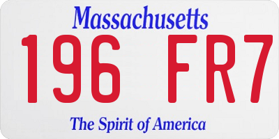 MA license plate 196FR7