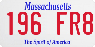 MA license plate 196FR8