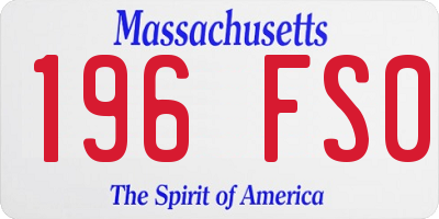 MA license plate 196FS0