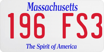MA license plate 196FS3